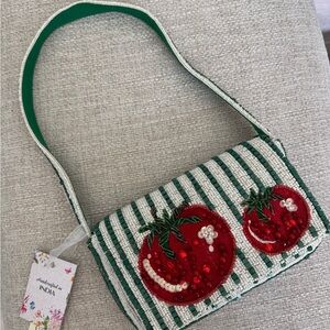 Handcrafted Green and Red Beaded Bag